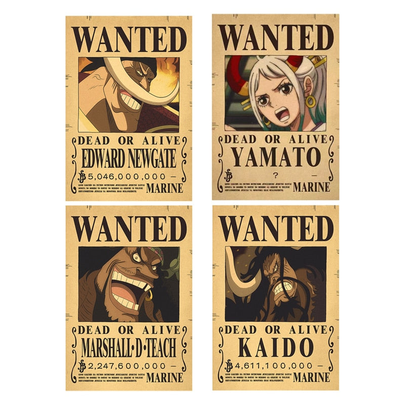 Anime One Piece Luffy 3 Billion Bounty Wanted Posters New Four Emperors and and other characters