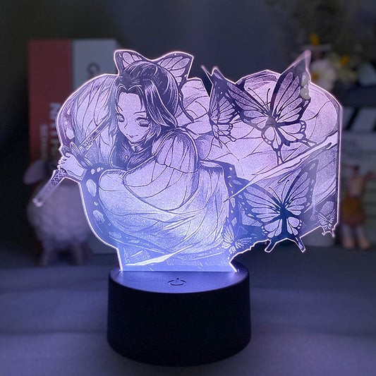 Acrylic Demon Slayer Kochou Shinobu Figure 3d Led Night Light