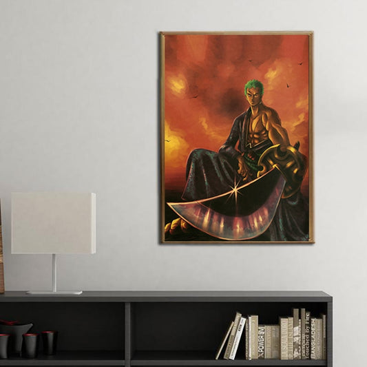 One Piece roronoa zoro Anime Posters Vintage Decorative Paintings