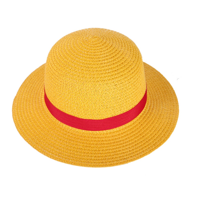 Boy Girl One Piece Cap Straw Hat Neck String Luffy Flat Hats Cosplay