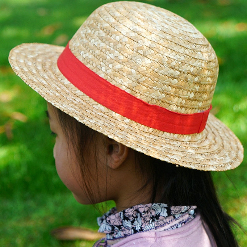 Boy Girl One Piece Cap Straw Hat Neck String Luffy Flat Hats Cosplay