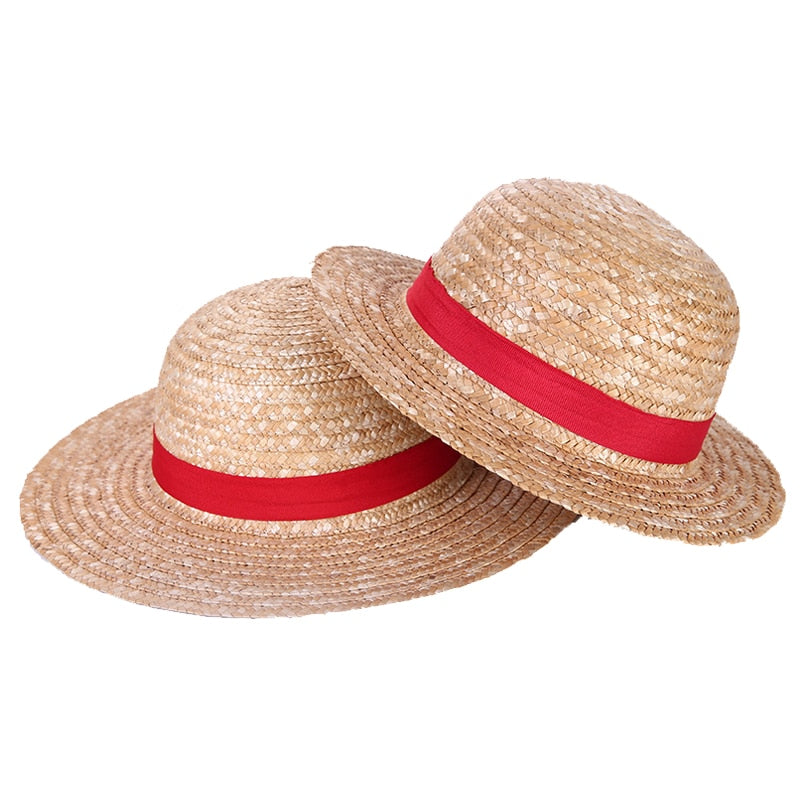 Boy Girl One Piece Cap Straw Hat Neck String Luffy Flat Hats Cosplay