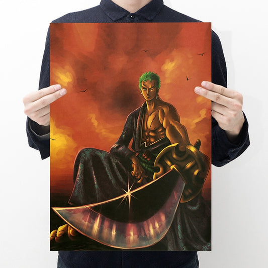 One Piece roronoa zoro Anime Posters Vintage Decorative Paintings