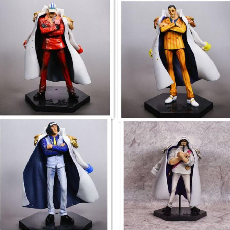 18cm Bandai Anime One Piece Dx Admiral Of The Navy Headquarters Sengoku Aokiji Kiabusa Red Dog Figure Model Child Birthday Gift